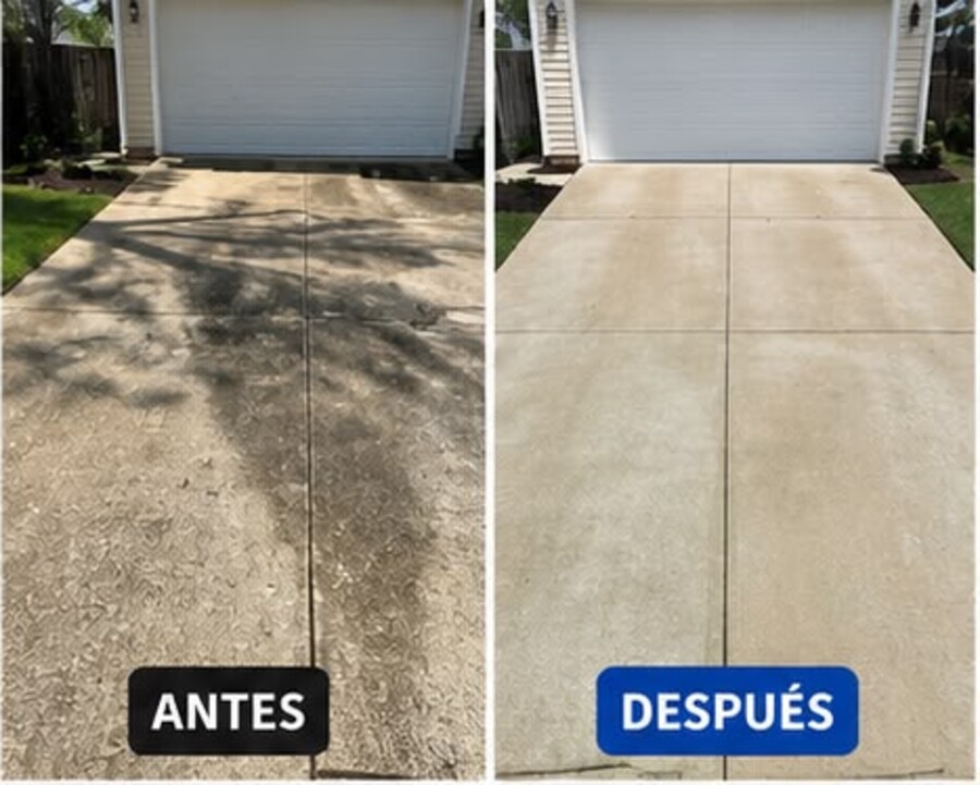Entrada de garaje sin manchas — Joel Pressure Washing