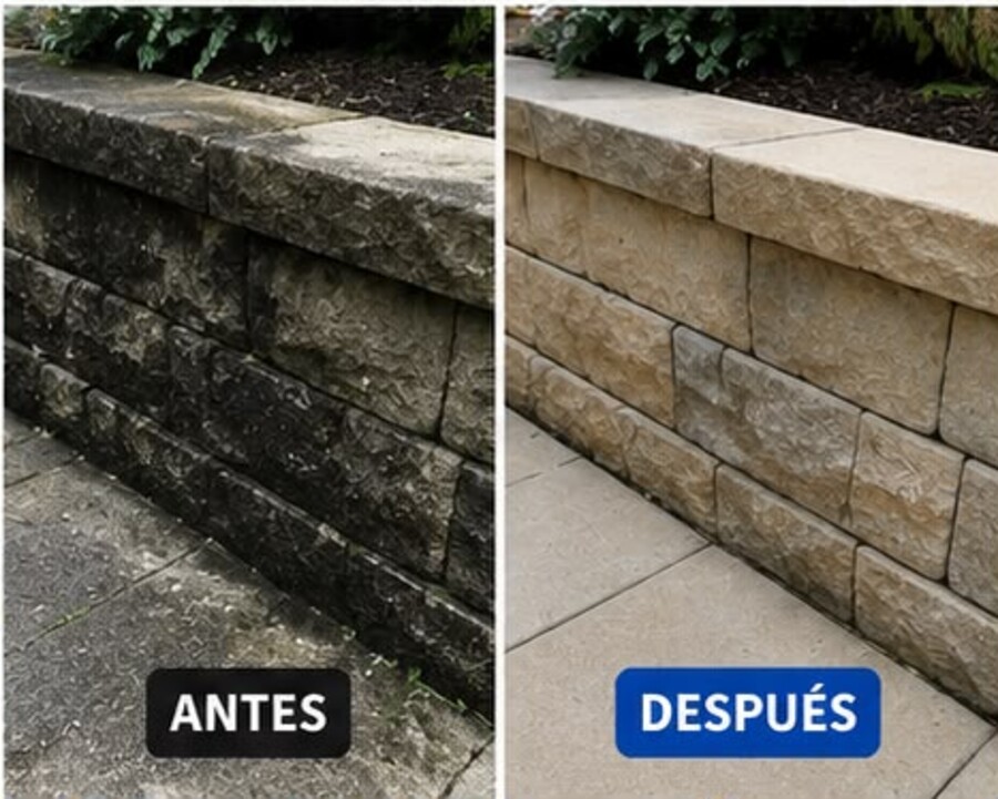 Muro de piedra sin verdín — Joel Pressure Washing